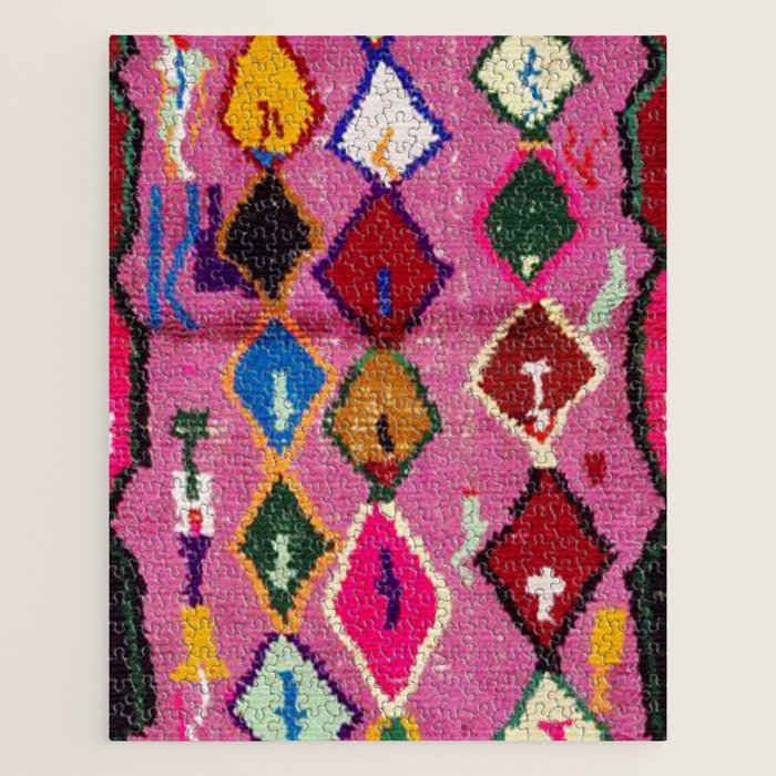 Very Colorful Retro Moroccan Rug Print Jigsaw Puzzle Gallery Image 1