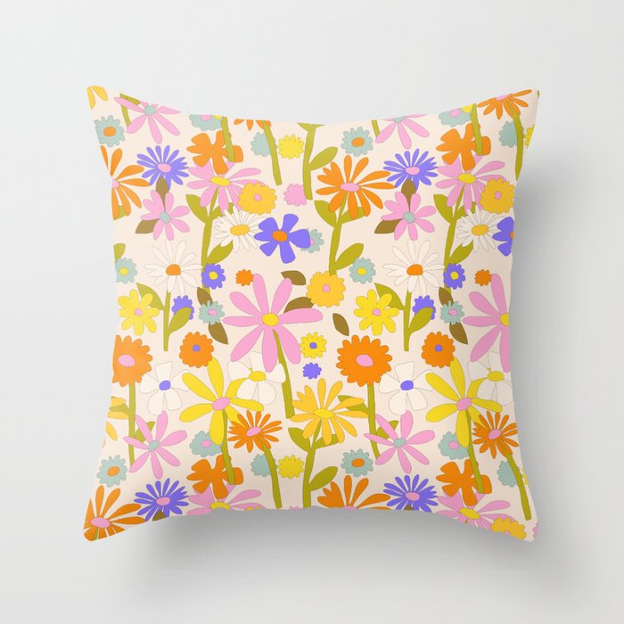 Flower Power Light Throw Pillow Gallery Image 1