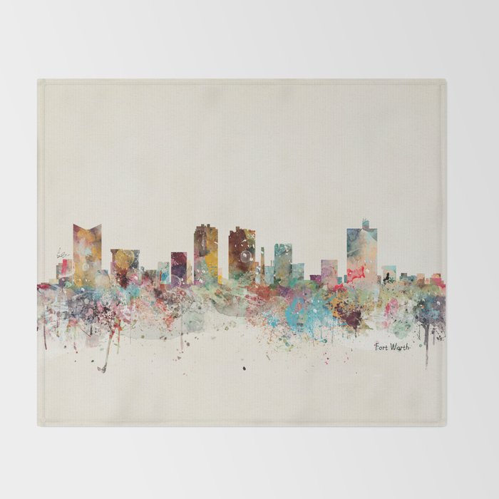fort worth skyline Throw Blanket Gallery Image 2