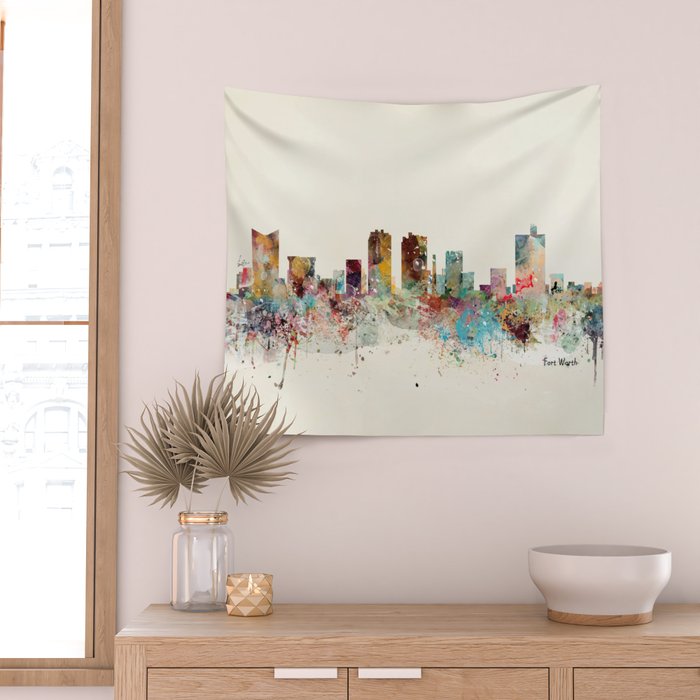 fort worth skyline Wall Tapestry Gallery Image 2
