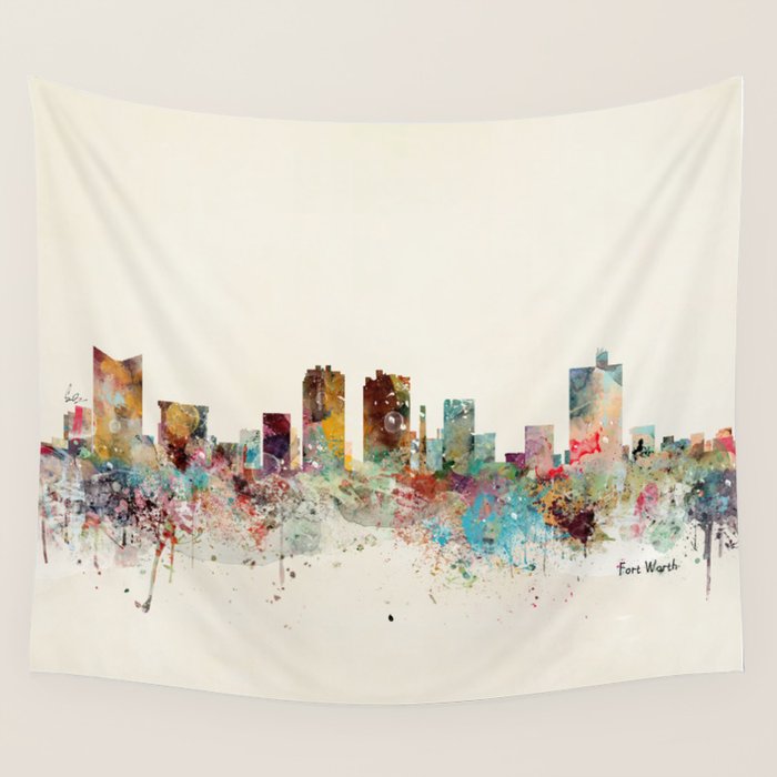 fort worth skyline Wall Tapestry Gallery Image 1