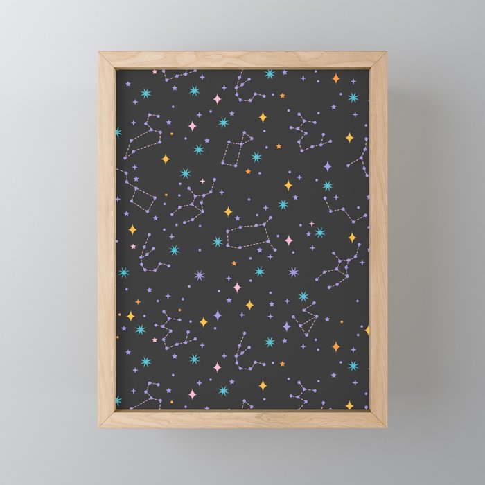 Colorful Night Sky on Black Mini Art Print Gallery Image 1
