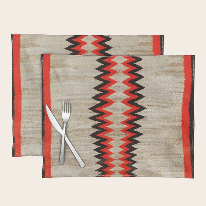 Antique Navajo Rug With Chevron Stripes Print Placemat Gallery Image 1