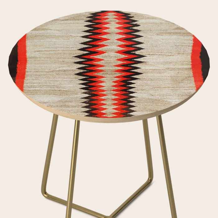 Antique Navajo Rug With Chevron Stripes Print Side Table Gallery Image 2