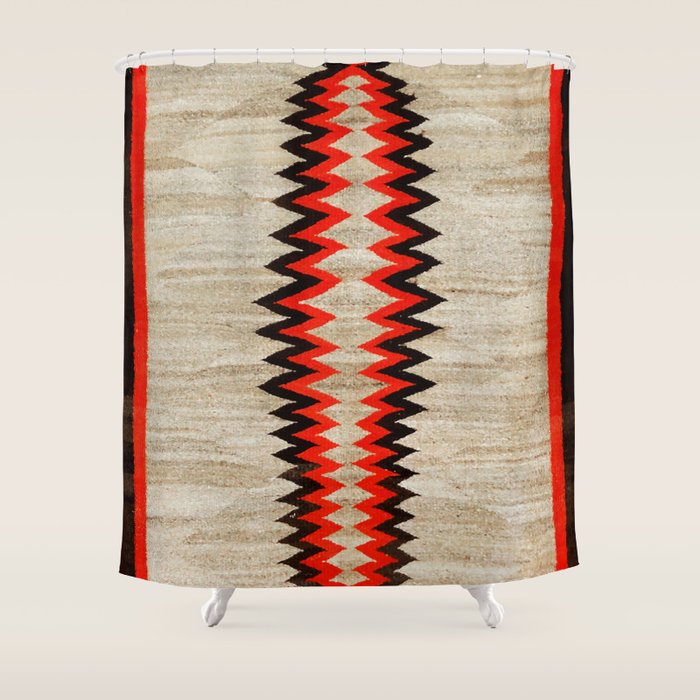 Antique Navajo Rug With Chevron Stripes Print Shower Curtain Gallery Image 1
