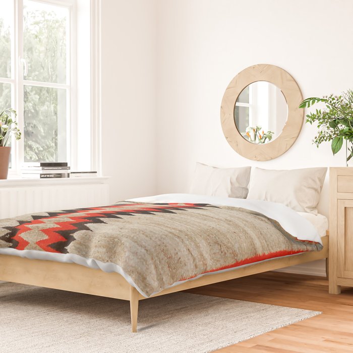 Antique Navajo Rug With Chevron Stripes Print Duvet Cover Gallery Image 2