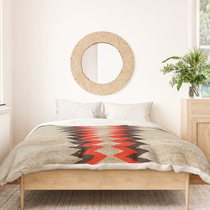 Antique Navajo Rug With Chevron Stripes Print Duvet Cover Gallery Image 3