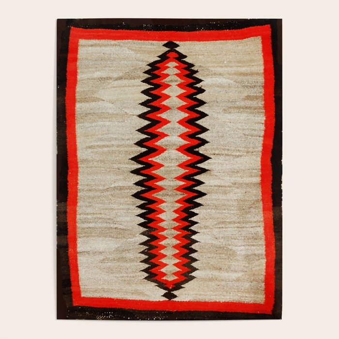 Antique Navajo Rug With Chevron Stripes Print Poster Gallery Image 4