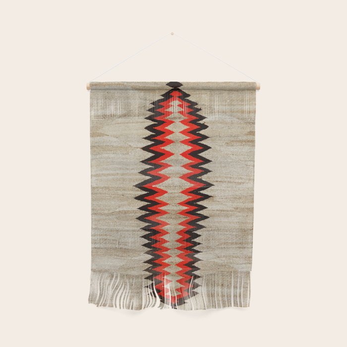 Antique Navajo Rug With Chevron Stripes Print Wall Hanging Gallery Image 1