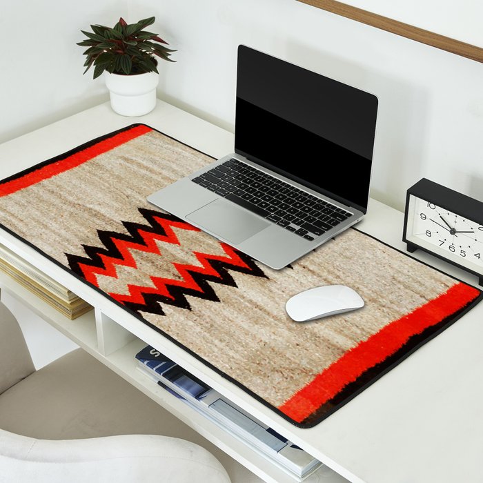 Antique Navajo Rug With Chevron Stripes Print Desk Mat Gallery Image 2