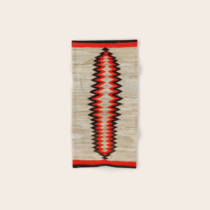 Antique Navajo Rug With Chevron Stripes Print Bath Towel Gallery Image 1