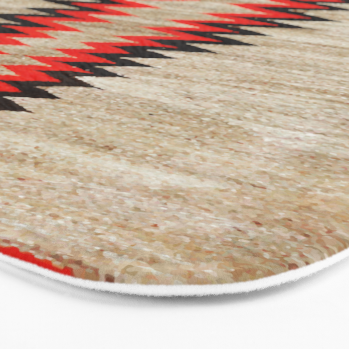 Antique Navajo Rug With Chevron Stripes Print Bath Mat Gallery Image 3