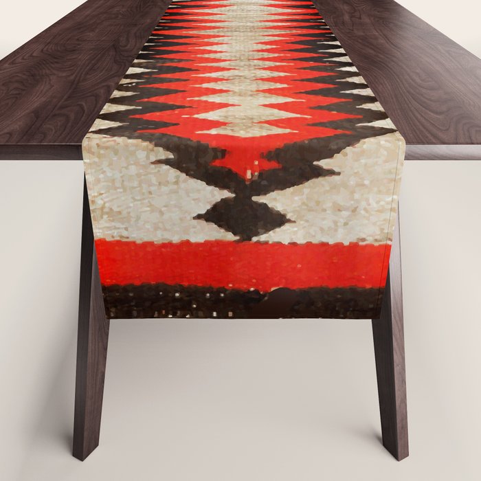 Antique Navajo Rug With Chevron Stripes Print Table Runner Gallery Image 1