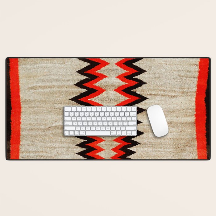 Antique Navajo Rug With Chevron Stripes Print Desk Mat Gallery Image 1