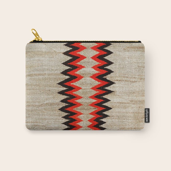 Antique Navajo Rug With Chevron Stripes Print Carry All Pouch Gallery Image 1