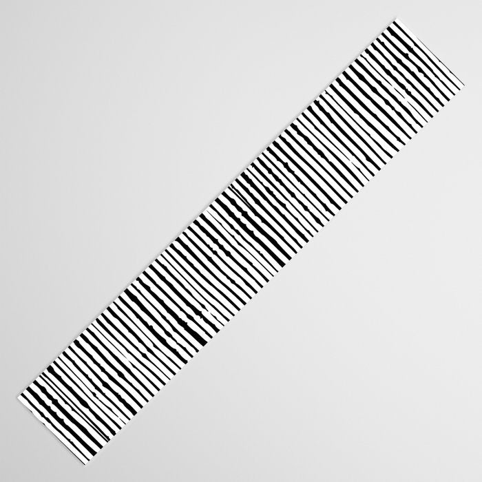 Rustic, Abstract Stripes Pattern, Black and White Table Runner Gallery Image 3