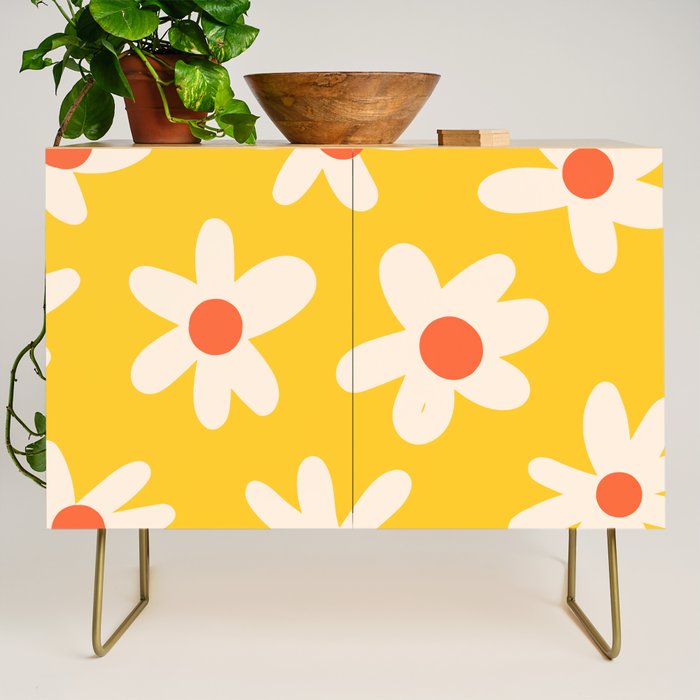 Happy Golden Daisies | Yellow Daisies | Summer Flowers Credenza Gallery Image 1