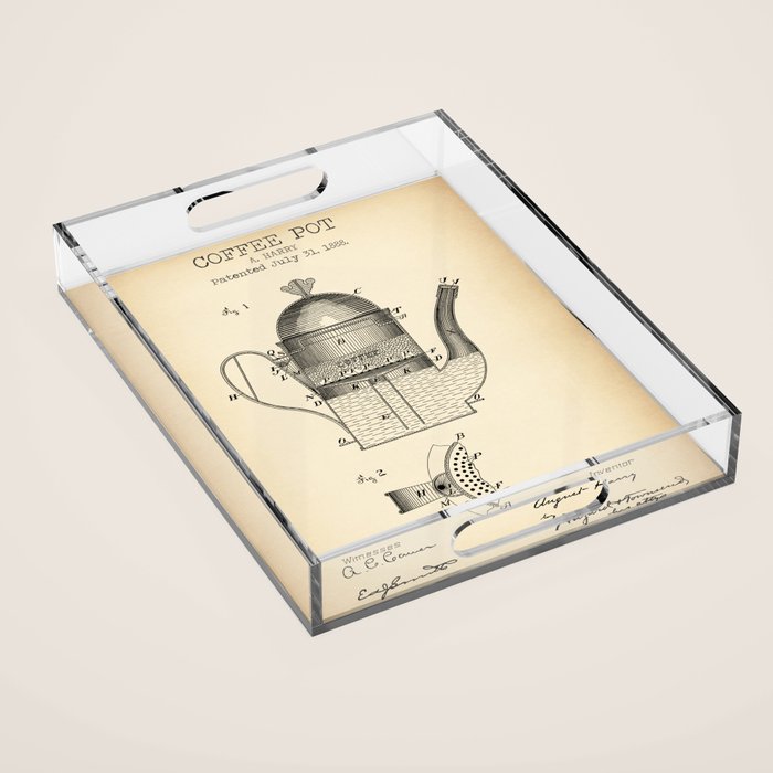 Coffee Pot vintage patent Acrylic Tray Gallery Image 1
