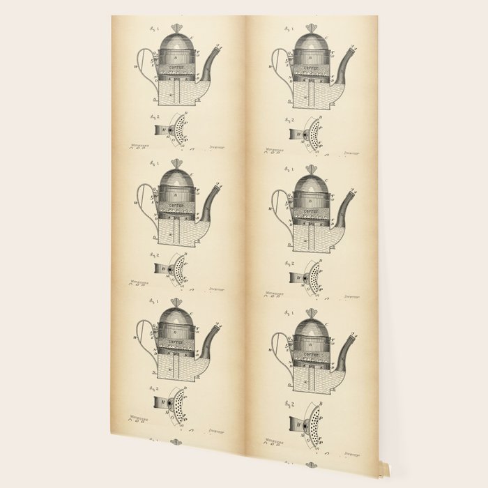 Coffee Pot vintage patent Wallpaper Gallery Image 2