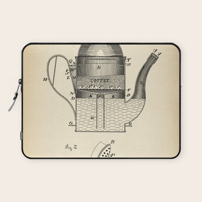 Coffee Pot vintage patent Laptop Sleeve Gallery Image 1