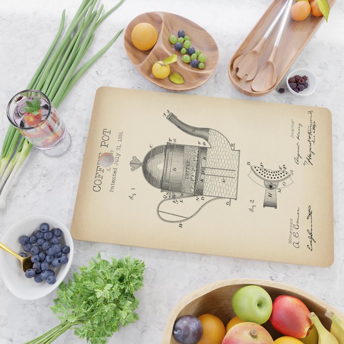 Coffee Pot vintage patent Cutting Board Gallery Image 2