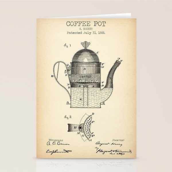 Coffee Pot vintage patent Stationery Card Gallery Image 2