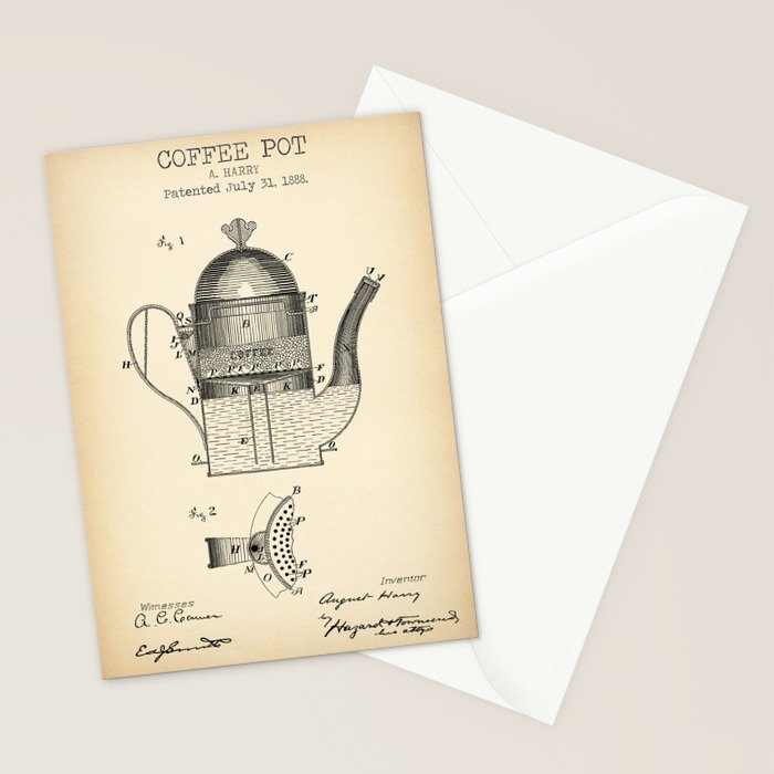 Coffee Pot vintage patent Stationery Card Gallery Image 2