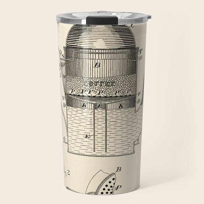 Coffee Pot vintage patent Travel Mug Gallery Image 1