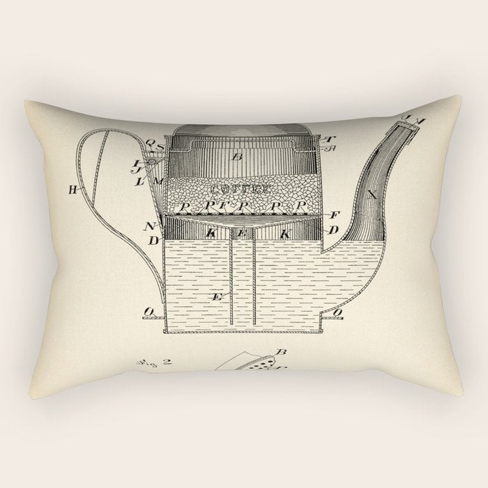 Coffee Pot vintage patent Rectangular Pillow Gallery Image 1