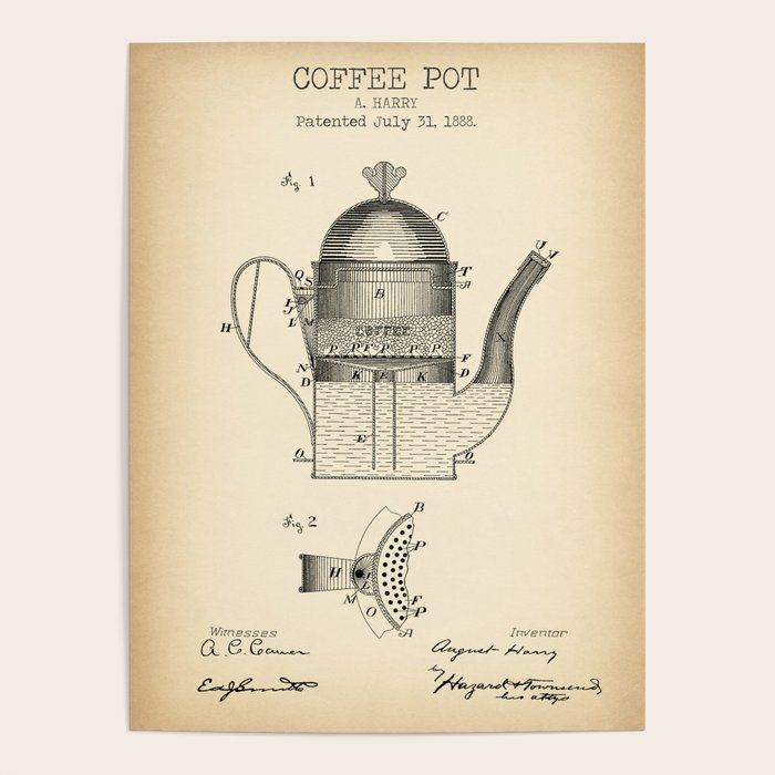 Coffee Pot vintage patent Poster Gallery Image 1