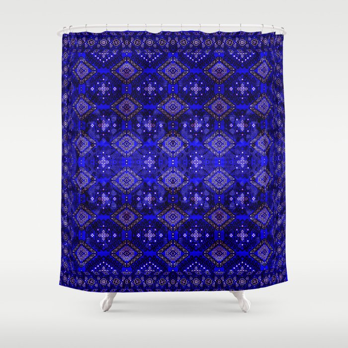 Oriental Opulence: Royal Blue Velvet Moroccan Majesty Shower Curtain Gallery Image 1
