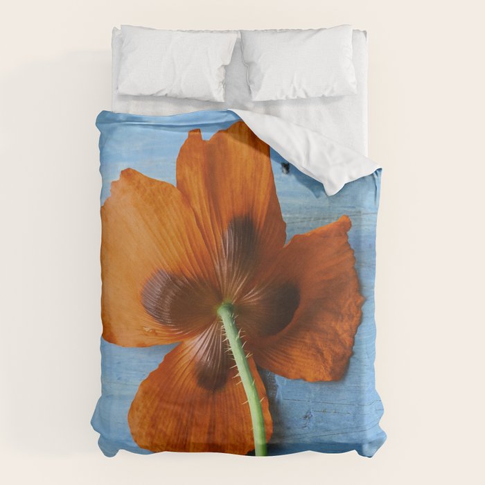 Red Poppy on Blue Duvet Cover Gallery Image 1