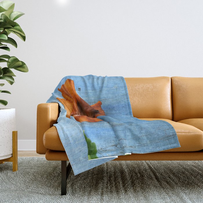Red Poppy on Blue Throw Blanket Gallery Image 1