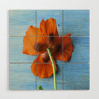 Red Poppy on Blue Wood Wall Art Gallery Image 1