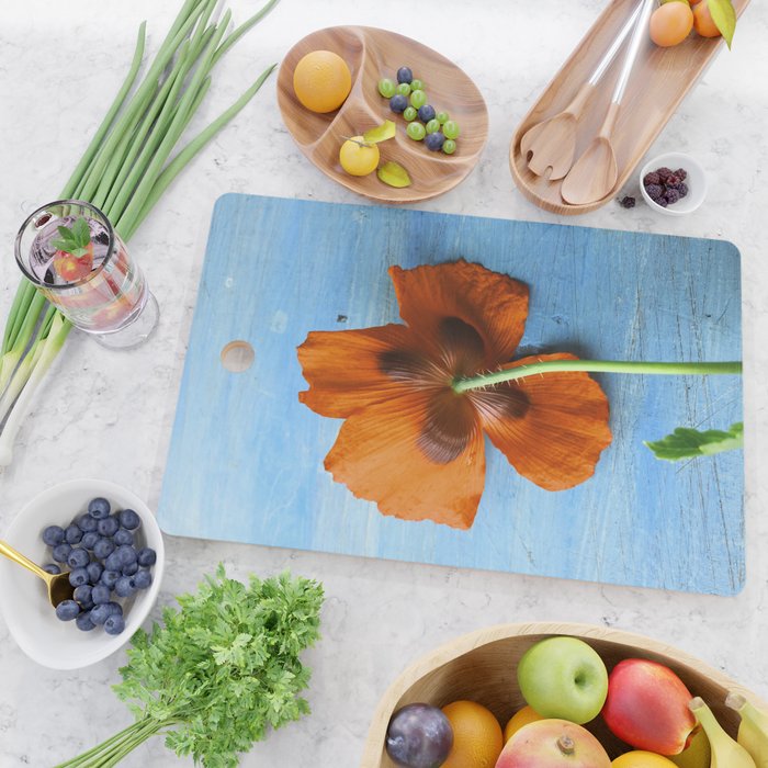 Red Poppy on Blue Cutting Board Gallery Image 2
