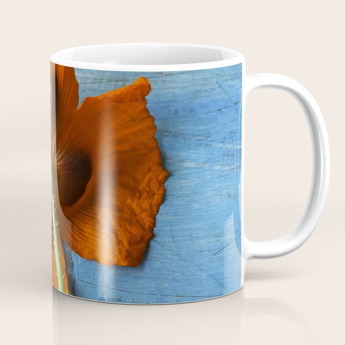 Red Poppy on Blue Coffee Mug Gallery Image 1
