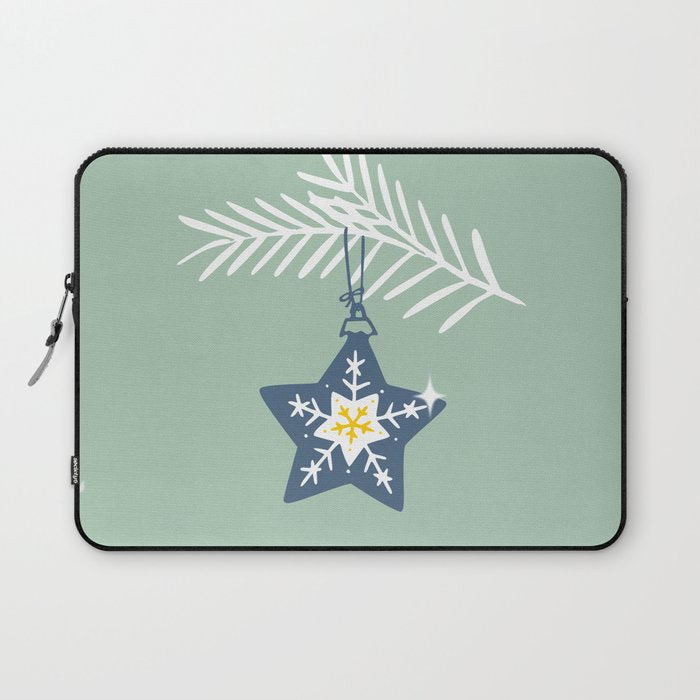 Cheerful twinkle Christmas star mint Laptop Sleeve Gallery Image 1