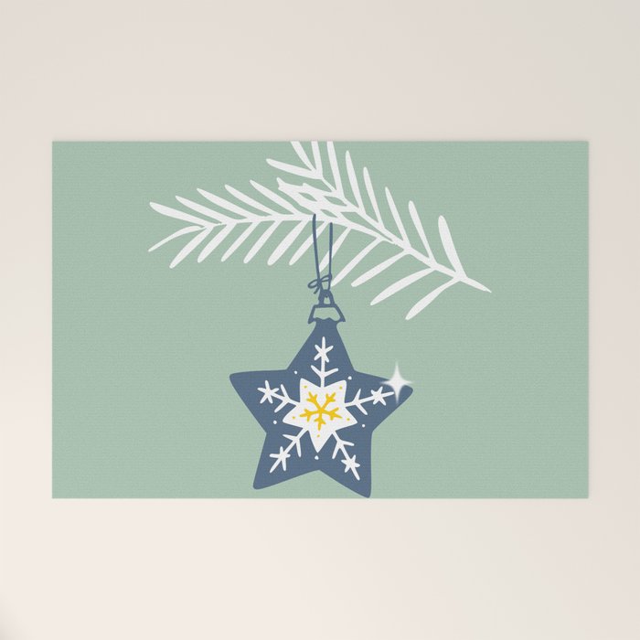 Cheerful twinkle Christmas star mint Welcome Mat Gallery Image 1