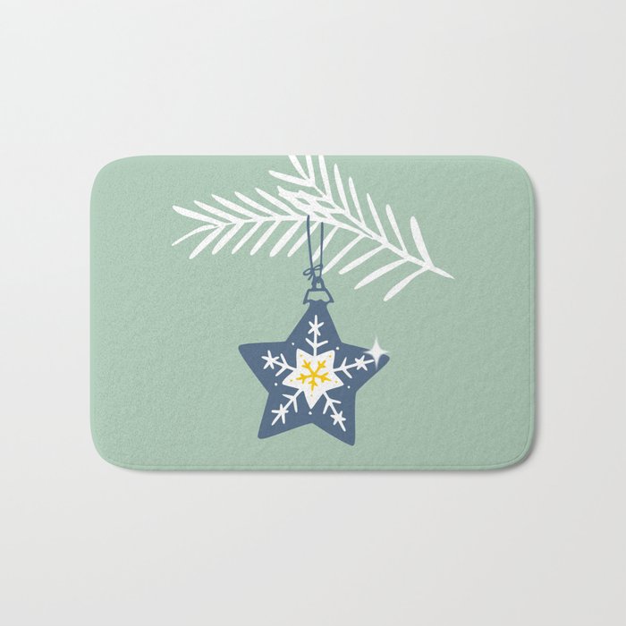 Cheerful twinkle Christmas star mint Bath Mat Gallery Image 1