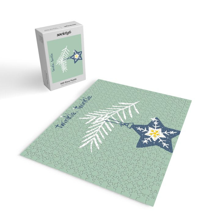 Cheerful twinkle Christmas star mint Jigsaw Puzzle Gallery Image 2