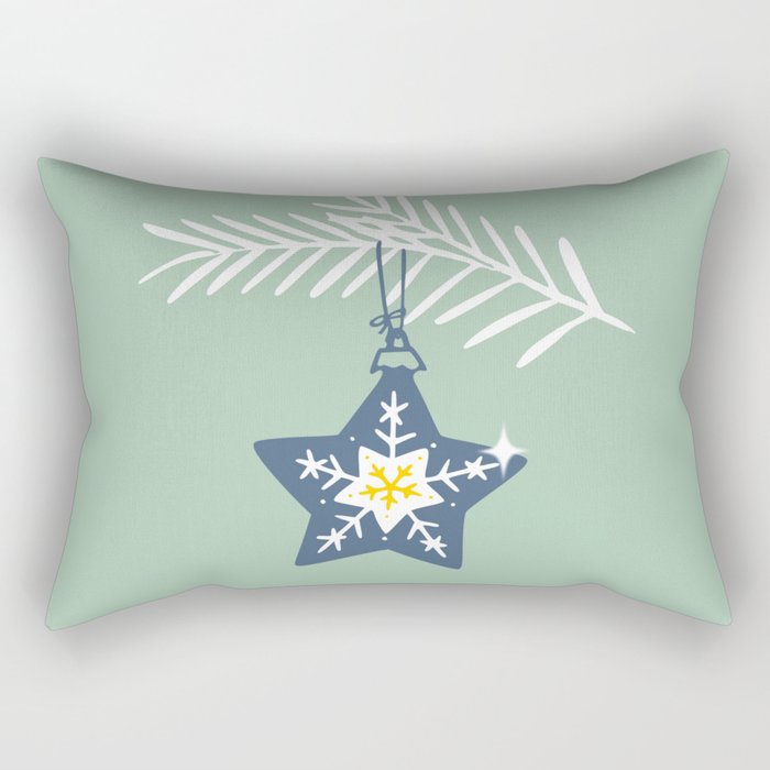 Cheerful twinkle Christmas star mint Rectangular Pillow Gallery Image 1