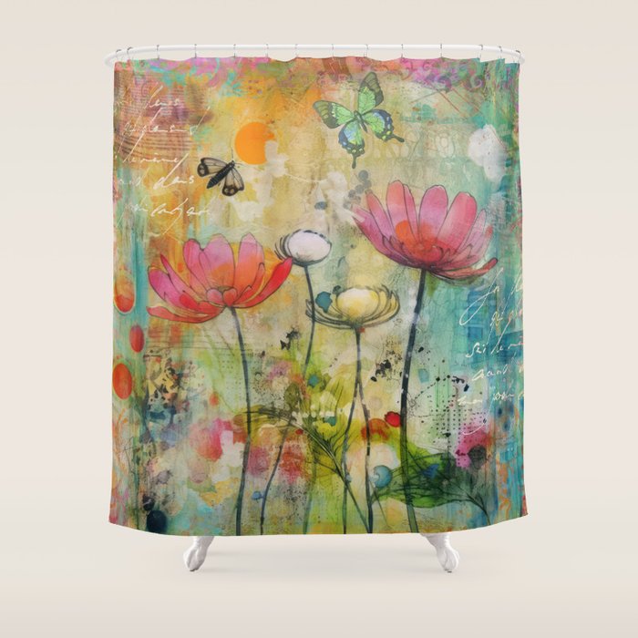 Wildflower Late Summer Botanical Art Shower Curtain Gallery Image 1