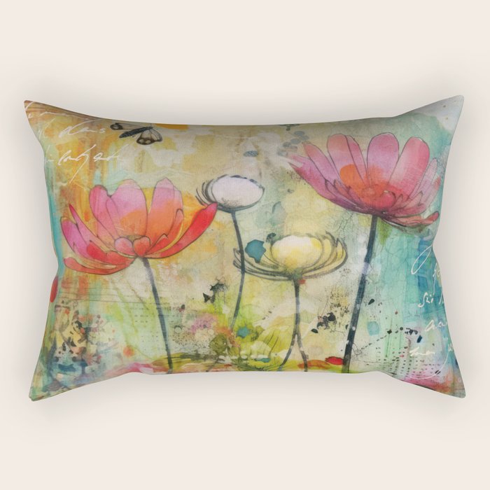 Wildflower Late Summer Botanical Art Rectangular Pillow Gallery Image 2