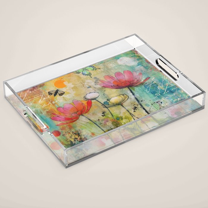 Wildflower Late Summer Botanical Art Acrylic Tray Gallery Image 1