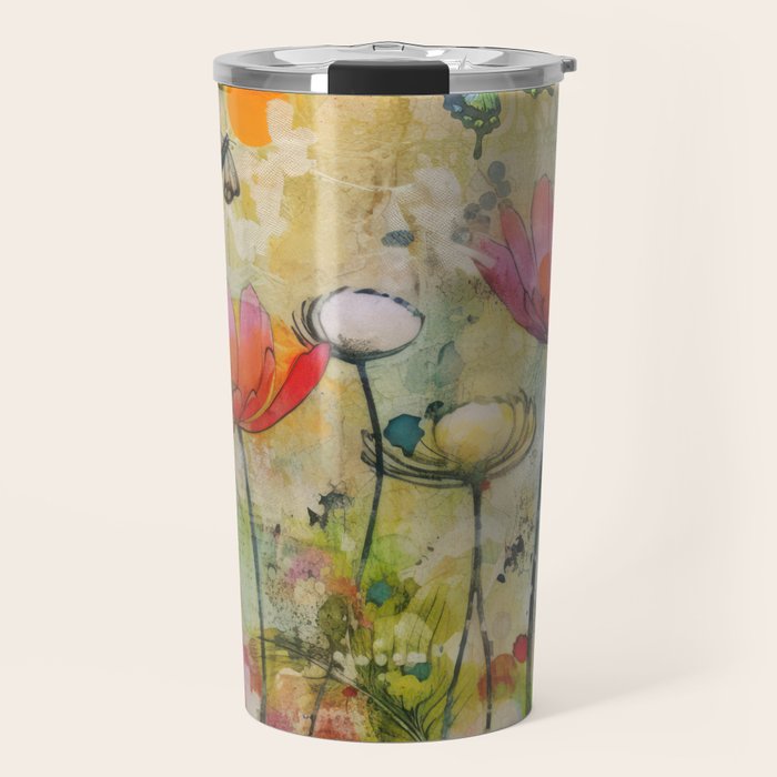 Wildflower Late Summer Botanical Art Travel Mug Gallery Image 1
