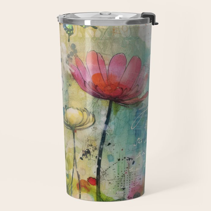 Wildflower Late Summer Botanical Art Travel Mug Gallery Image 2