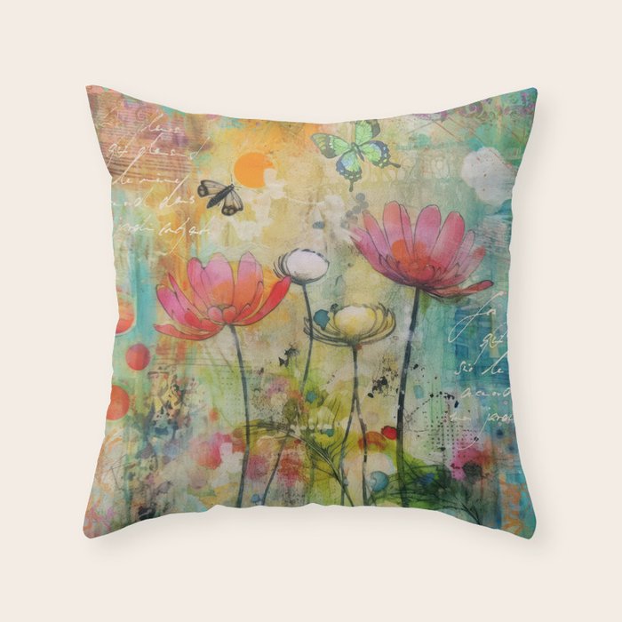 Wildflower Late Summer Botanical Art Throw Pillow Gallery Image 6