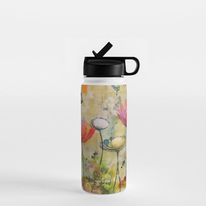Wildflower Late Summer Botanical Art Water Bottle Gallery Image 1