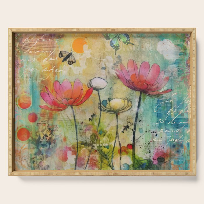 Wildflower Late Summer Botanical Art Serving Tray Gallery Image 1