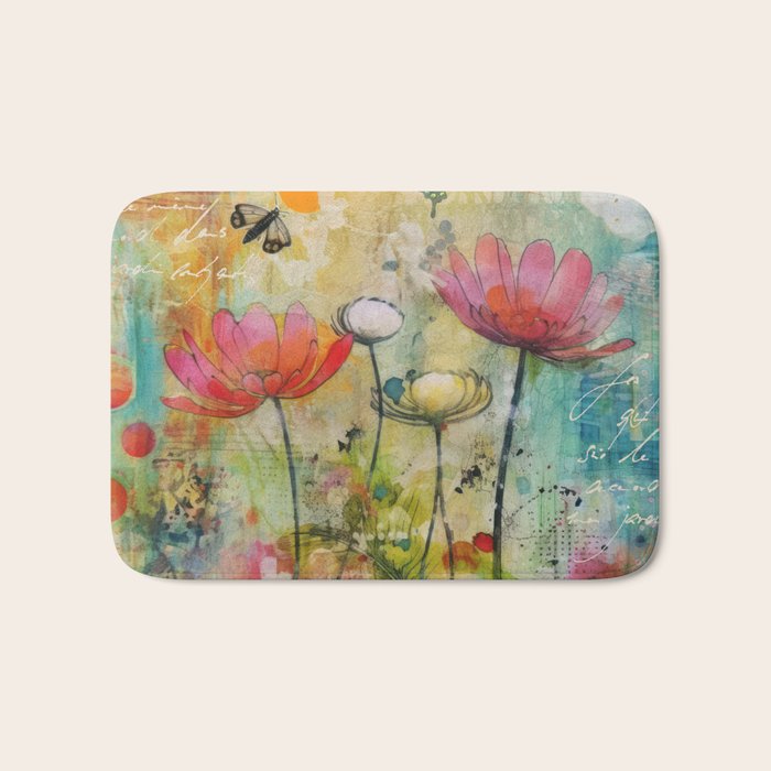 Wildflower Late Summer Botanical Art Bath Mat Gallery Image 1